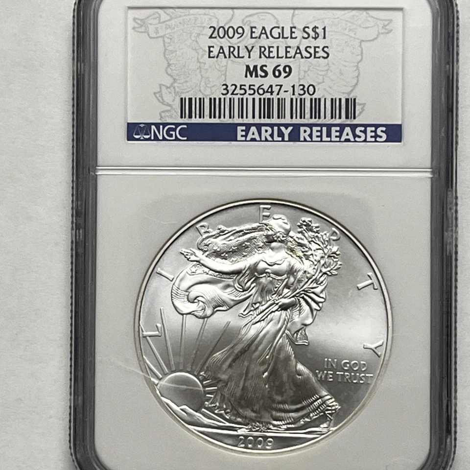 2009 AMERICAN SILVER EAGLE $1 MS69 EARLY RELEASE MS69 - 130 NGC - Image 2 of 4