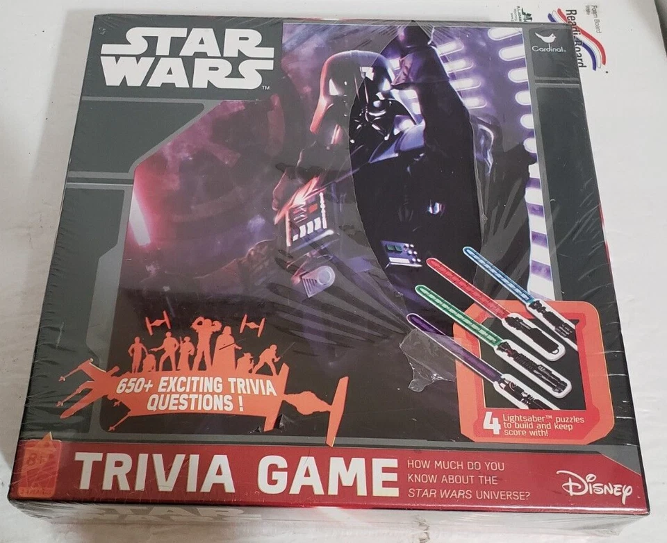 Juego de trivia Star Wars 650+ preguntas 4 rompecabezas de sable de luz sellado cardenal nuevo en caja Foto 4 de 4