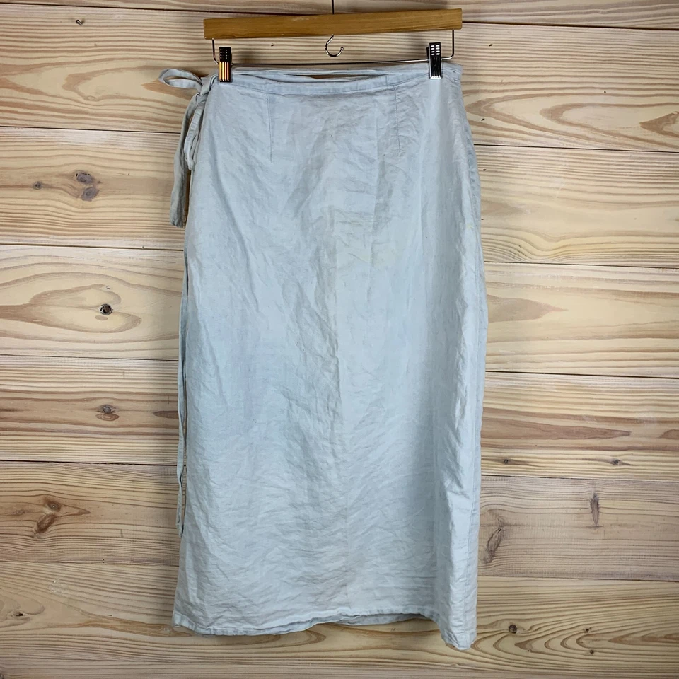 Falda De Colección Años 90 Bill Blass Para Mujer 12 Envolturas Midi Lino Cambray Western Grunge Y2K Foto 2 de 4