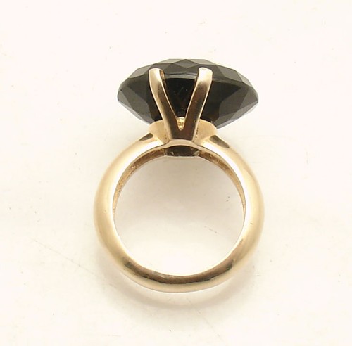 Size 6.5 Technibond Black Onyx Gemstone Ring 14K Yellow Gold Plated 925 Silver - Picture 5 of 5
