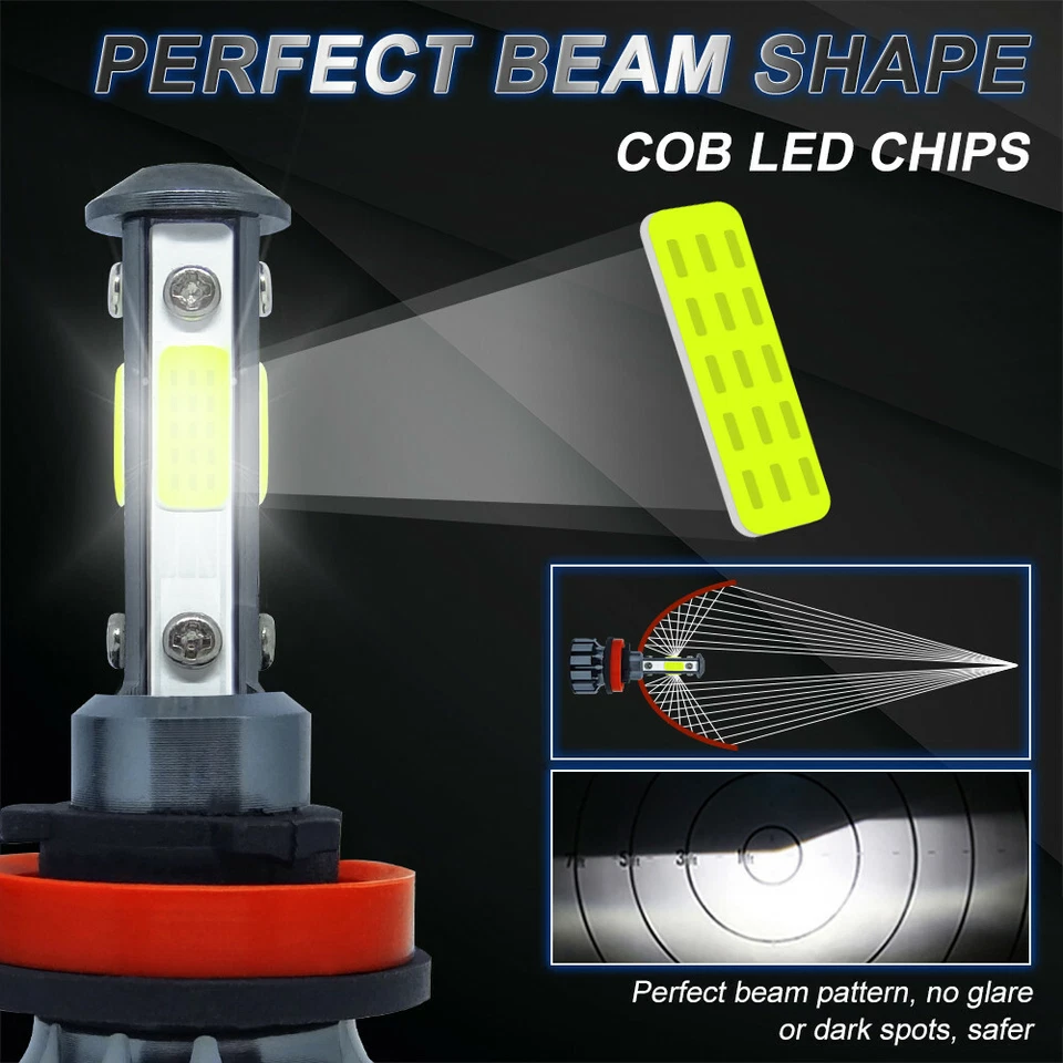 Kit de faros LED H11 H9 H8 36000LM 240W bombillas de haz bajo alta potencia xenón blanco Foto 3 de 4