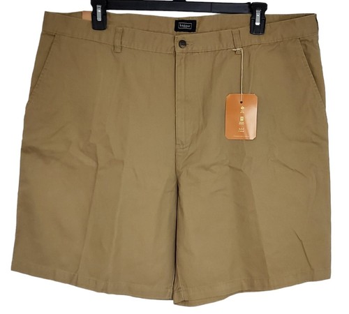 Haggar Big & Tall Premium Cotton Khaki Chino Shorts Mens Size 44 Flat Front NWT - Picture 3 of 8