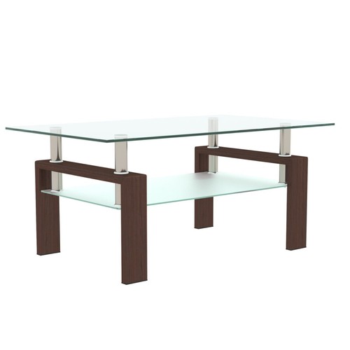 Modern Simple Rectangle Tmepered Glass Coffee Table Metal Legs for Living Room - Picture 7 of 46