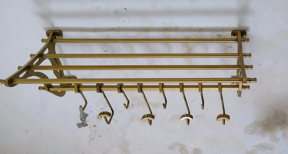 French Towels Rack Luggage Rack Train Antique Style Wall Mounted Rack - Image 4 of 4