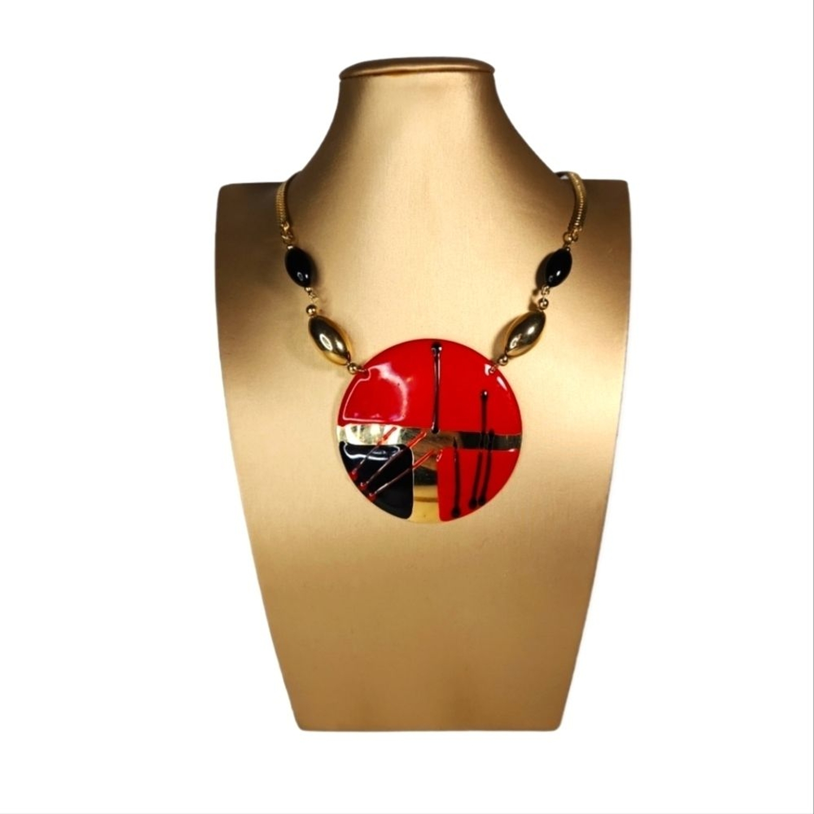 GUC 1980's Modern Art Medallion Necklace APPROX 24