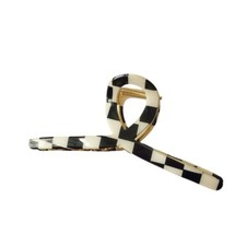 Black White Acetate Checks Pattern Gold Details Hair Claw Clip