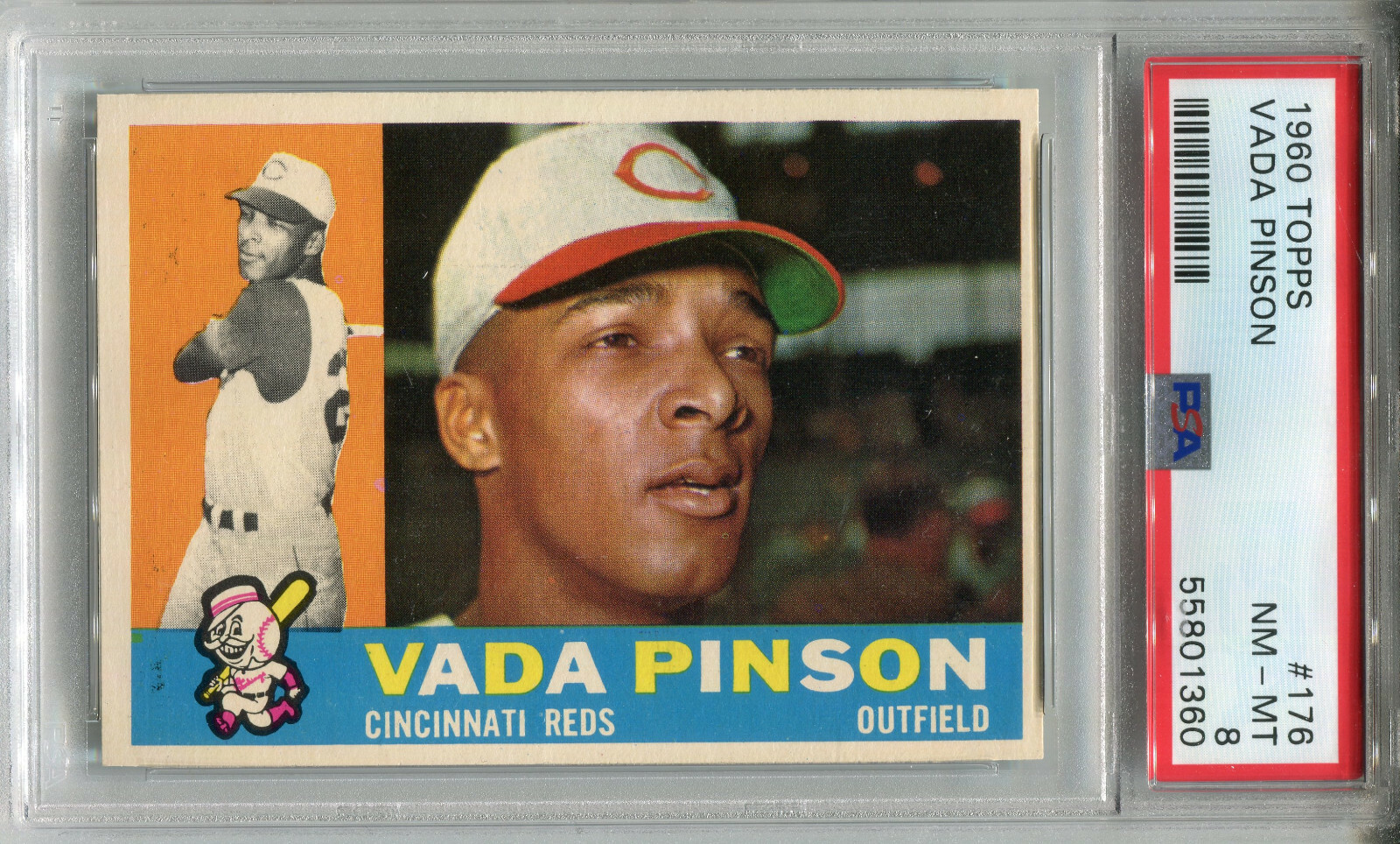 1960 Topps #176 Vada Pinson PSA 8 NM-MT Cincinnati Reds