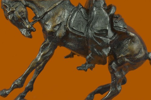 COWBOY" by FREDERIC REMINGTON! BRONZE cowboy BRONCO! HIS BEST ARTWORK FIGURINE - Zdjęcie 8 z 9