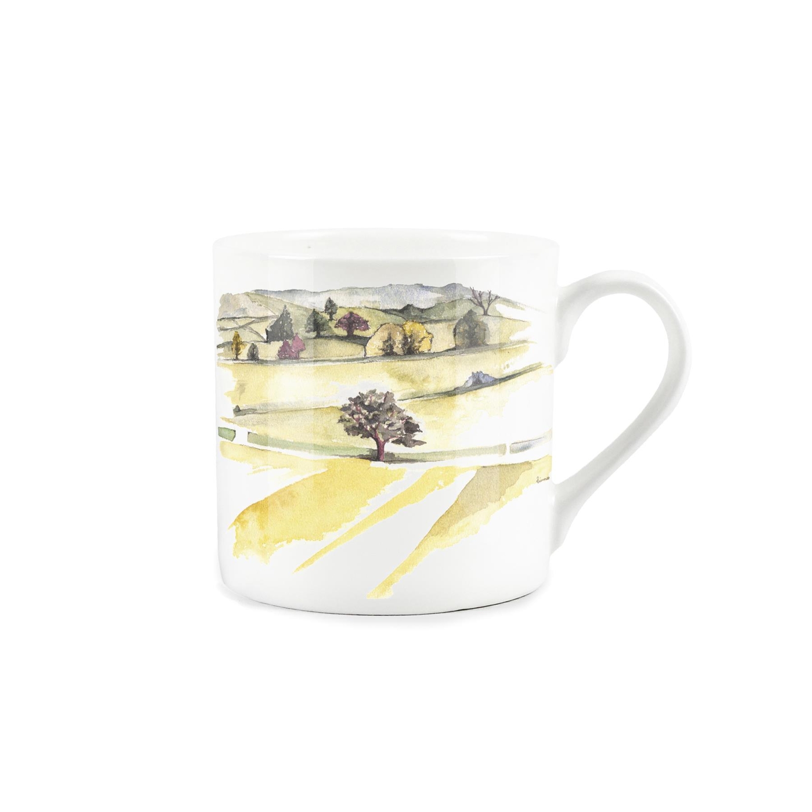 Bone China Mug - Dorset Hills English Countryside Watercolour Coffee/Tea Cup