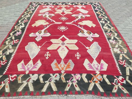 Oversize Kilim Rug, Tribal Rug, Modern Rug, Large Kelim 91"X122" Area Rug Carpet