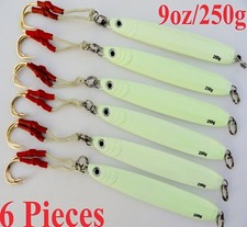 6 pcs Knife Jigs 9oz / 250g Glow Vertical Butterfly Saltwater Fishing Lures