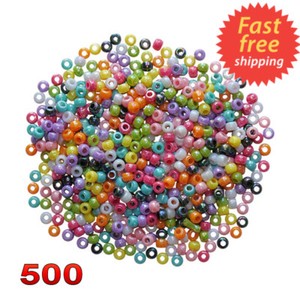 100 x 8mm Large Multi Coloured Glitter Pony Beads for Hair or Crafts New