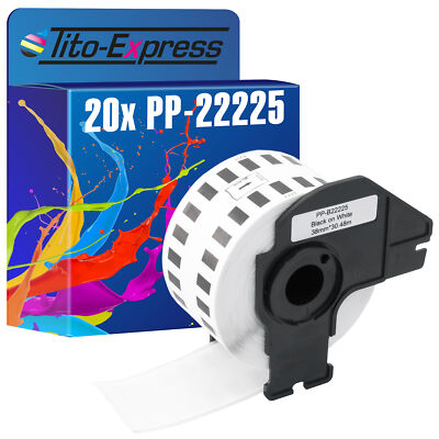 20x Etikett für Brother P-Touch DK-22225 38mmx30.48m QL 1050 QL 1050 N QL 1060 N