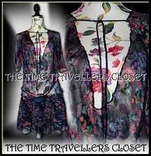 Rare Kate Moss Topshop Black Sheer Chiffon Tunic Beach Dress Paisley UK 10 38