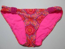 NWT Aerie Womens Size S Bikini Bottom Pink Floral Crochet Swimwear Beachwear