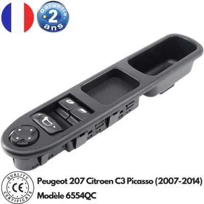 B2R Bouton Interrupteur Lève-Vitre pour Peugeot 207 Citroen C3 Picasso - 6554QC