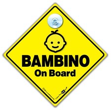 Bambino On Board Sign, Suction Cup Car Sign, Baby On Board Sign, Baby Car Sign