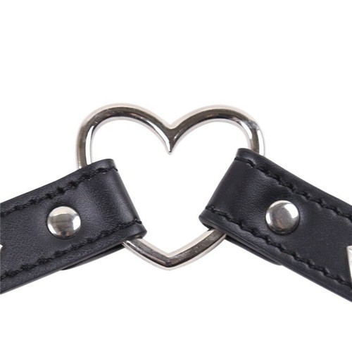 Gothic Heart Choker Sexy Belt Collar PU Leather Necklace Collar Punk Rock Studs - Picture 6 of 7