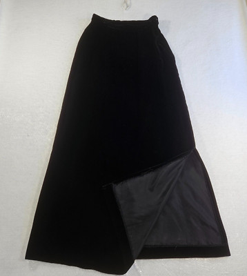 VTG Flagg Petites Maxi Skirt Women Size 4P Black Velvet Gothic Witchy Whimsy USA