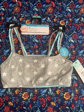 NEW Fruit of the Loom Girls 2 Pack Cotton Beginner Bras Size 32 Blue  Gray STAR