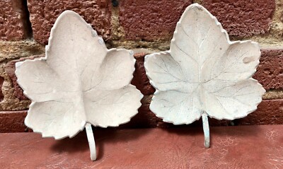 2 Gorgeous Heavy Weighted Metal Textured Fall Maple Leaf Art Candle Plate Décor