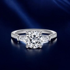Diamond Wedding Ring 18K White Gold IGI 2.00 Ct Lab Created Round Cut E F VVS2