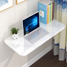 White 60cm Wall Mounted Folding Table Drop Leaf Floating Desk for Small Space UK