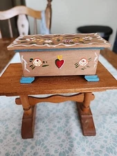 Dollhouse Miniature Vintage Wood Painted, Chest Trunk, Toy Chest 1:12 Scale 