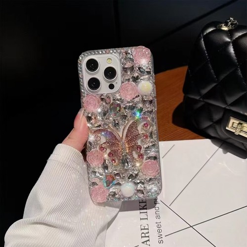 For iPhone Samsung Glitter Diamond Butterfly Case Flash Phone Cover Luxury Girls - Picture 7 of 8