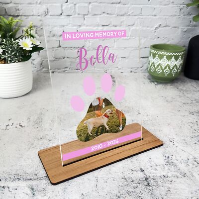 Hund Katze Haustier Pfote rosa Tier Verlust Denkmal Andenken Geschenk Foto maßgeschneiderte Plakette