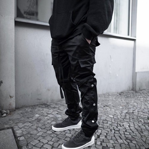 Men Drawstring Waist Pants Trousers 