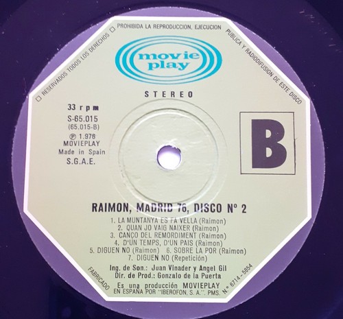 Raimon El Recital de Madrid 2-LP España 1976 gatefold conlibreto interior - Picture 4 of 4