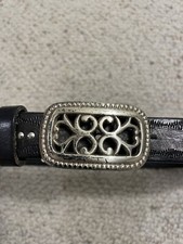 Vintage Olga Santini Belt Genuine Italian Leather Black Studded 36" Long