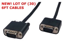 NEW LOT OF 30 BLACK GENUINE HP / DELL 6FT VGA M TO VGA M CABLES