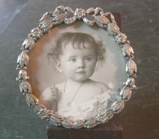 Grande Broche PORTE PHOTO en ARGENT Portrait de BEBE /SILVER PHOTO HOLDER BROOCH