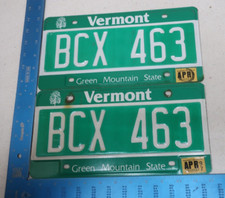 Vermont License Plate Tag 1997 97 VT Pair Set Natural Sticker BCX 463