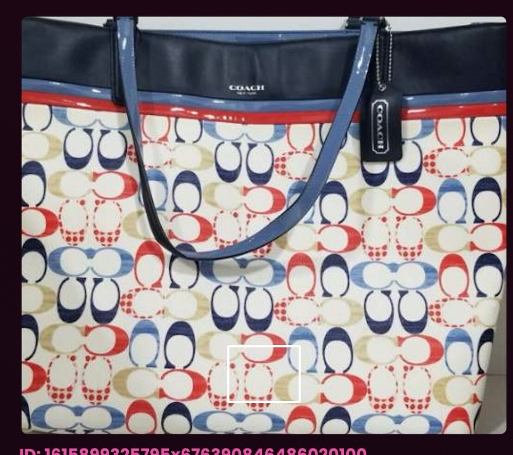 Coach E4F3 Red White Blue Logo Tote