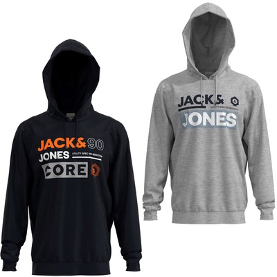 Jack & Jones Core Hoodie Mens Logo Print Drawstring Hooded L/S Sweater JCOZine Jack & Jones Core Hoodie Mens Logo Print Drawstring Hooded L/S Sweater JCOZine
