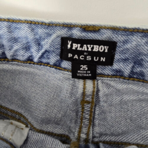 Playboy by PacSun 90s High Waist Boyfriend Jeans Sz 25 Light Wash w/ Bunny Patch - Picture 8 of 16