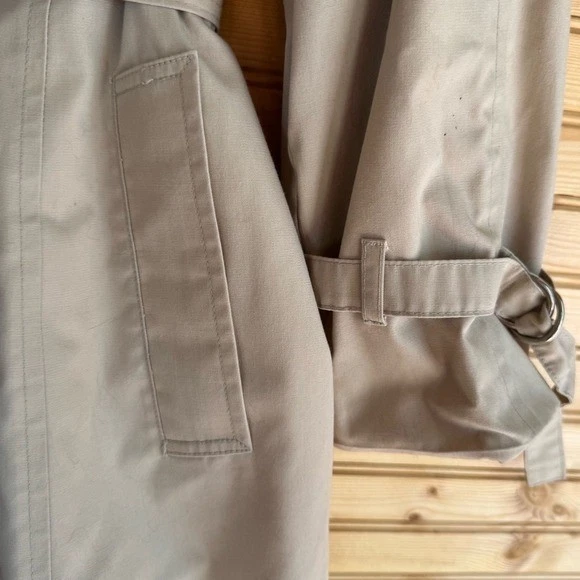 London туман Тренч вневременной дизайн желтовато-коричневый женский размер 8P винтажный Normcore - Изображение 4 из 4