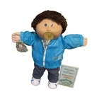 1986 Cabbage Patch Kid, Brown Fuzzy, Brown Eyes,Pacifier, HM6, KT, Windbreaker