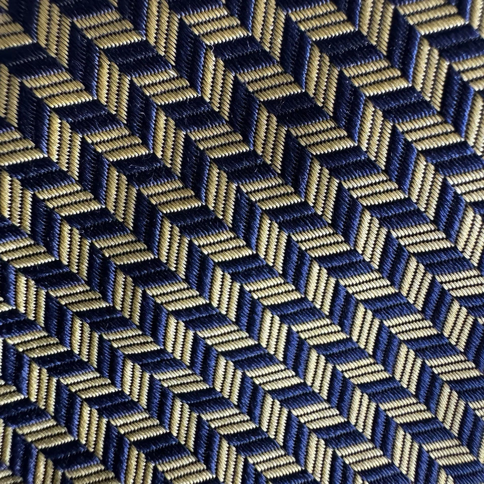 Corbata de seda Lauren Ralph Lauren azul amarillo geométrica tejida texturizada Foto 3 de 4