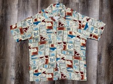 Vintage Campia Moda Hawaiian Shirt 100 Rayon Atomic MCM Camp Button Up Size XL