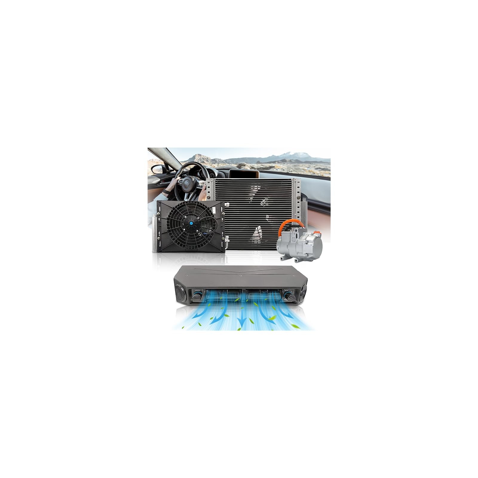 24V Under Dash Air Conditioner 12000 BTU AC for Car RV Van Truck Tractor Pickup