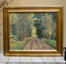 Valdemar Hartnack. Golden Light Beyond the Pine. Danish woodland. Ca, 1940.