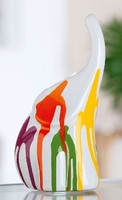 "33206 Figur Elefant \"Colori\" Elefant Keramik Weiß Bunt 8 X 11,5 X 19Cm"