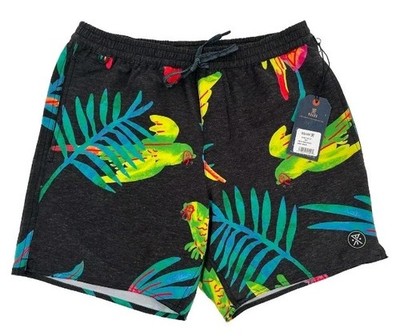 $66 Roark Men s Shorey Macaw 16'' -Parrot Print- Black- Medium - New Tags