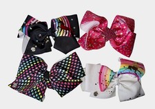4 Large Jojo Siwa Hair Bows Unicorn Rainbow Hearts Stars