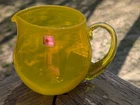 Vintage Blenko 3750L Opaline Yellow Glass Water Pitcher MCM Hand Blown 5 1/2”