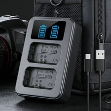 Dual Slot Battery Charger Cradle Display Smart Charging for Sony NP-FW50 Battery